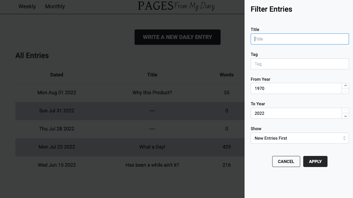 Tabular View Showcase With Filters